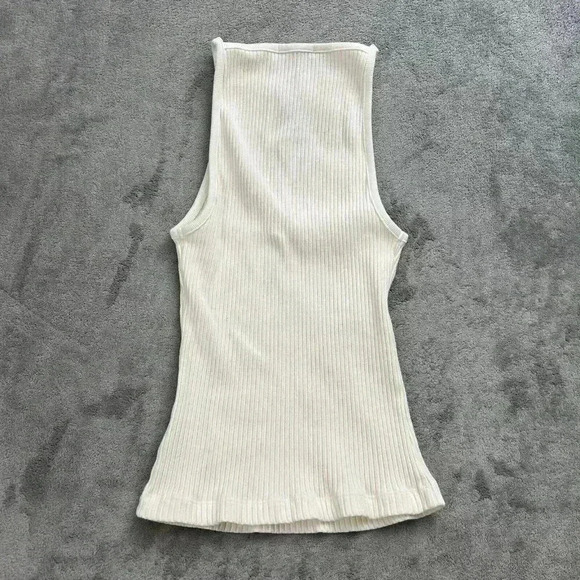 Agolde Top Womens Size Small White Square Neck Ribbed Knit Tank Top Mina Tank - Picture 9 of 10